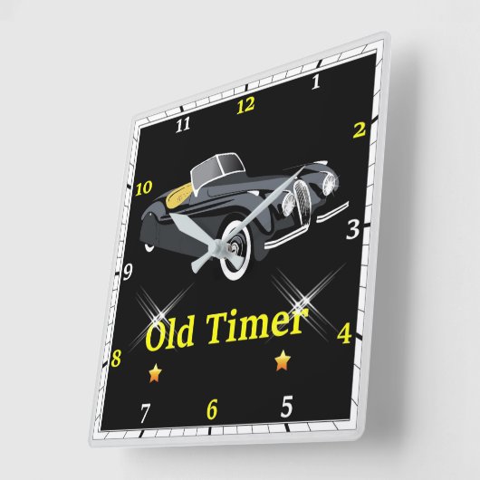 Old Timer Jaguar Wall Clock Vierkante Klok (Hoek)