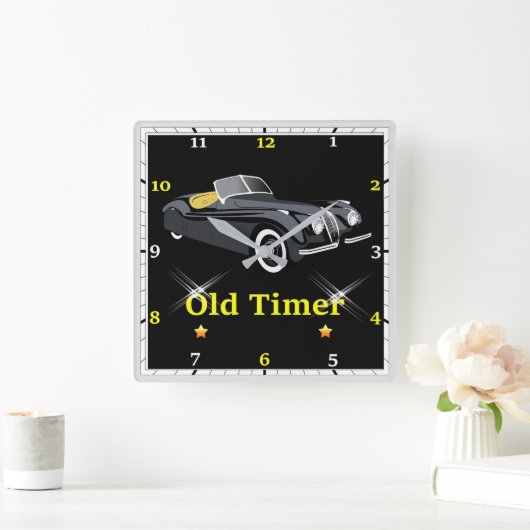 Old Timer Jaguar Wall Clock Vierkante Klok (Huis)