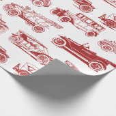 Old-timer rood wit vintage auto patroon cadeaupapier (Hoek)