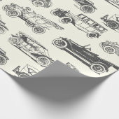 Old-timer Zwart Wit Vintage Car Pattern Cadeaupapier (Hoek)