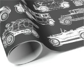 Old-timer Zwart Wit Vintage Car Pattern Cadeaupapier (Rol Hoek)