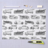 Old-timer Zwart Wit Vintage Car Pattern Tissuepapier (Craft)