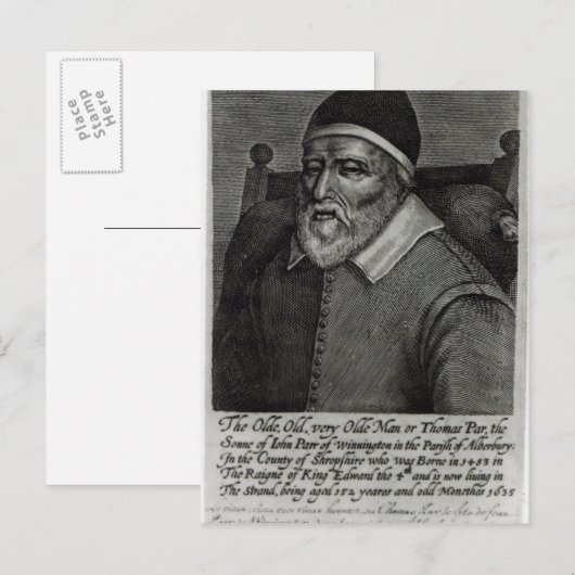 Old Tom Parr, 1635 Briefkaart (Voorkant / Achterkant)