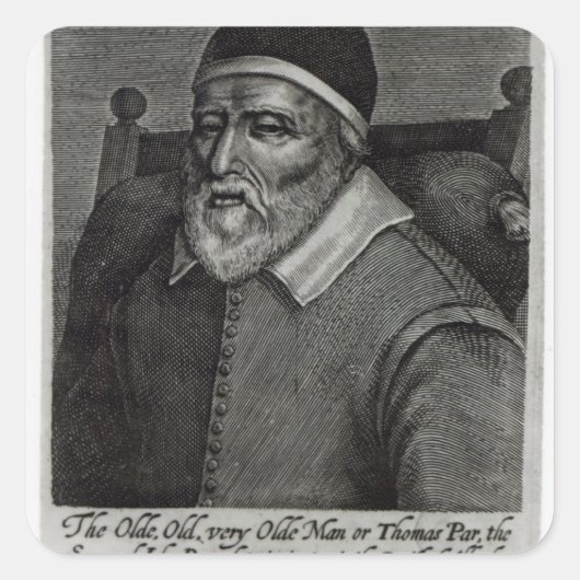 Old Tom Parr, 1635 Vierkante Sticker (Voorkant)