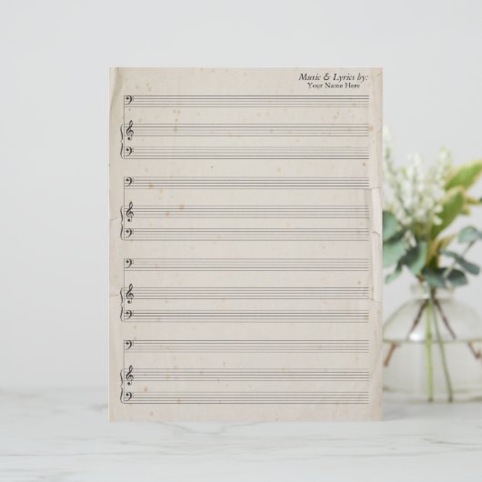 Old Torn Edges Blank Sheet Music Bass Clef (Staand voorkant)