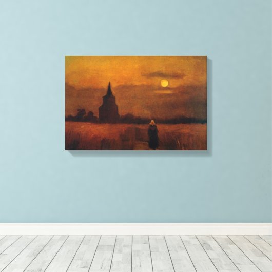 Old Tower In The Fields by Vincent van Gogh Canvas Afdruk (Insitu (Houten vloer))