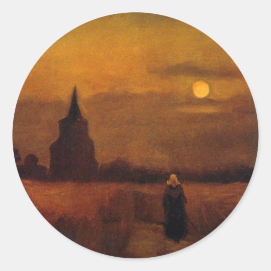 Old Tower In The Fields by Vincent van Gogh Ronde Sticker (Voorkant)