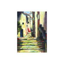 Old Town Alley: Impressionist  Painting wall Art 