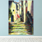 Old Town Alley: Impressionist  Painting wall Art  Canvas Afdruk (Insitu (Houten vloer))