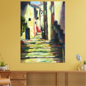 Old Town Alley: Impressionist  Painting wall Art  Canvas Afdruk (Insitu (Woonkamer))