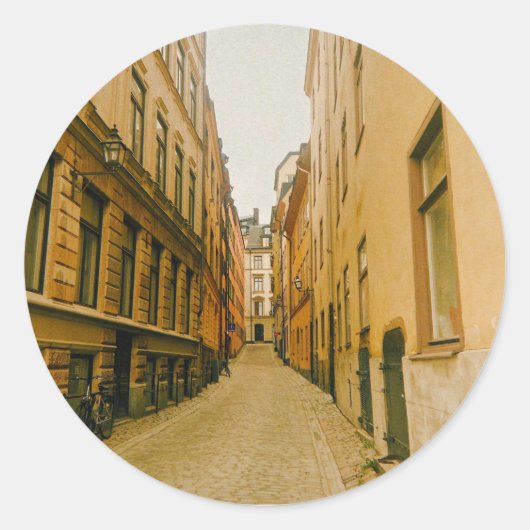 Old Town, Gamla Stan, Stockholm, Zweden Ronde Sticker (Voorkant)