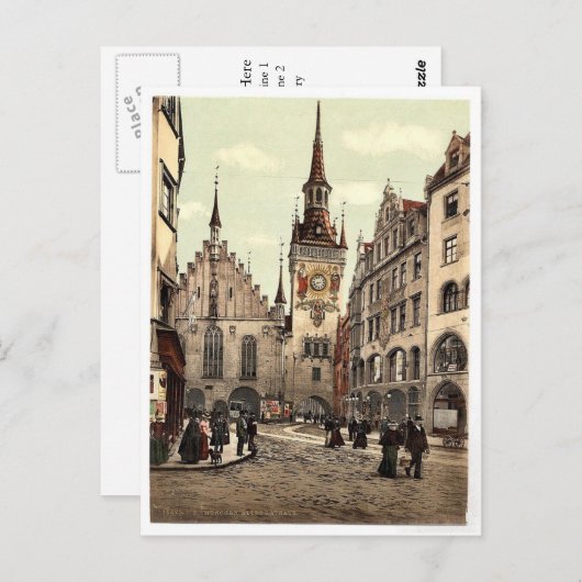 Old Town Hall, München, Beieren, Duitsland magnifi Briefkaart (Voorkant / Achterkant)