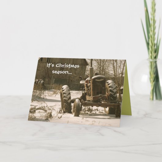 Old Tractor Christmas Kaart: het kerstseizoen Feestdagen Kaart (Voorkant)