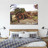 Old tractor from days gone by on canvas  afdruk (Insitu (Slaapkamer))