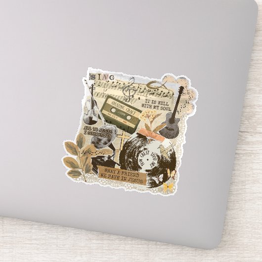 Old Traditional Christian Hymns Songs Collage Sticker (Detail)