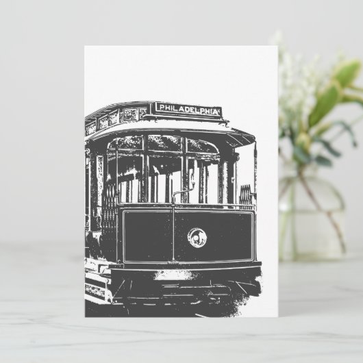 Old Tram | Streetcar Philadelphia | Vintage Kaart (Staand voorkant)
