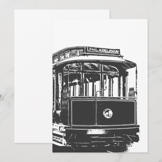 Old Tram | Streetcar Philadelphia | Vintage Kaart (Voorkant / Achterkant)