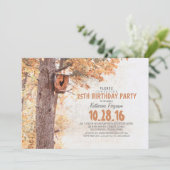 Old Tree and Bird House Rustic Herfst Verjaardagsf Kaart (Staand voorkant)