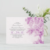 Old Tree paarse waterverf huwelijksuitnodigingen Kaart (Staand voorkant)