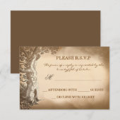 Old Tree  rustieke bruiloft RSVP kaarten (Voorkant / Achterkant)