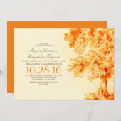 Old Tree sinaasappel waterverf huwelijksuitnodigin Kaart (Voorkant / Achterkant)