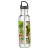 Old Tree Thick Branches Groene en Paarse Magie Waterfles (Achterkant)