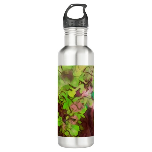 Old Tree Thick Branches Groene en Paarse Magie Waterfles (Voorkant)