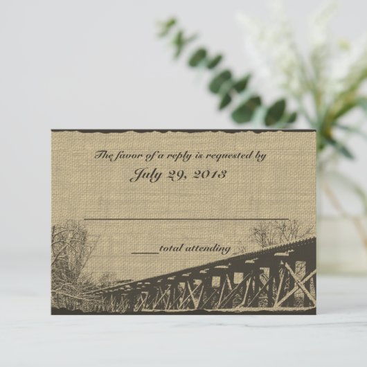 Old Trestle Bridge Wedding Response RSVP Kaartje (Staand voorkant)