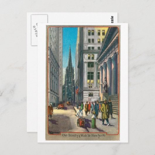 Old Trinity & Wall Street, New York Briefkaart (Voorkant / Achterkant)