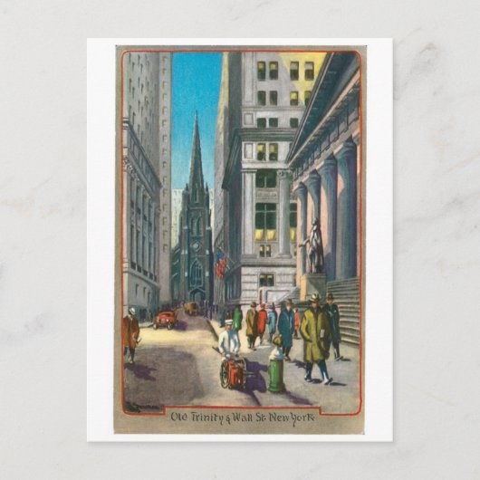 Old Trinity & Wall Street, New York Briefkaart (Voorkant)