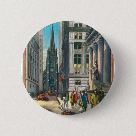 Old Trinity & Wall Street, New York Ronde Button 5,7 Cm (Voorkant)