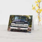 Old Truck Classic Fun Pun Whimsical Kaart (Gele Bloem)