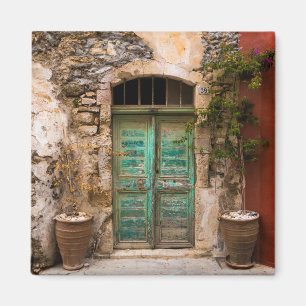 Old Turquoise door Kreta, Griekenland Magneet