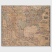 Old U.S. Map Rolled Wrapping Paper Gift Wrap Cadeaupapier (Vlak)