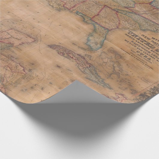 Old U.S. Map Rolled Wrapping Paper Gift Wrap Cadeaupapier (Hoek)