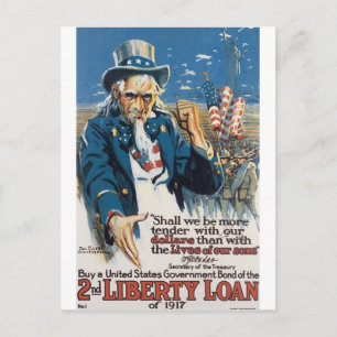 Old "Uncle Sam" U.S. War Poster circa 1917 Briefkaart