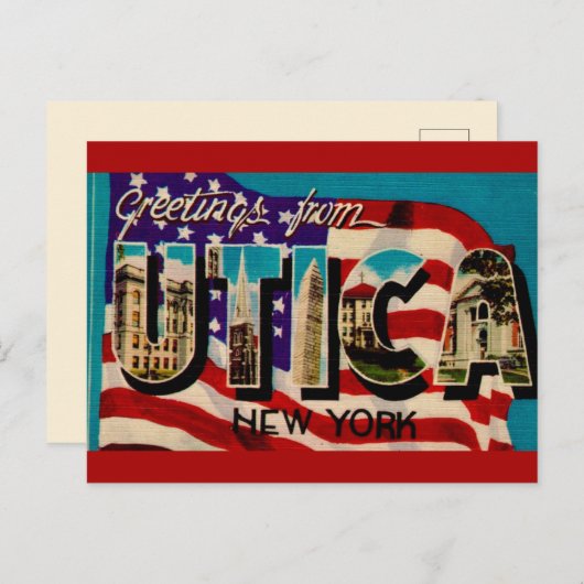 Old Utica New York Greeting Briefkaart (Voorkant / Achterkant)
