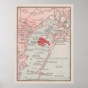Old Venice Italy Map (1912)  Venezia Italia Poster
