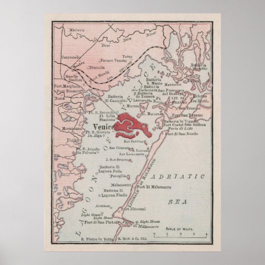 Old Venice Italy Map (1912)  Venezia Italia Poster (Voorkant)