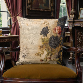 Old Victorian Black Floral Kussen