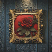 Old Victorian Black with Red Rose Canvas Afdruk