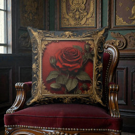 Old Victorian Black with Red Rose Kussen
