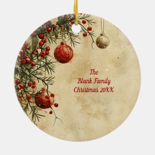 Old Victorian Rustic Family Personalized Keramisch Ornament (Achterkant)