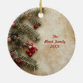 Old Victorian Rustic Family Personalized Keramisch Ornament (Achterkant)