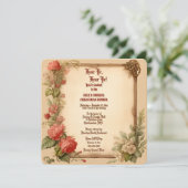 Old Vintage Paper Rose Christmas Dinner Invitation Kaart (Staand voorkant)