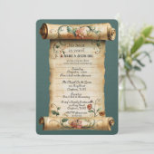 Old Vintage Scroll 25 Years Vow Renewal Invitation (Staand voorkant)