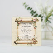 Old Vintage Scroll 25 Years Vow Renewal Invitation (Staand voorkant)