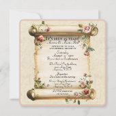 Old Vintage Scroll 25 Years Vow Renewal Invitation (Voorkant)