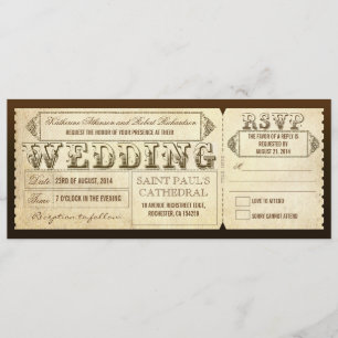 Old Vintage Wedding Tickets met RSVP Kaart