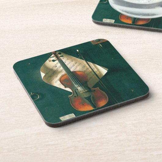 Old Violin stille Life van William Michael Harnett Bier Onderzetter (Linkerzijde)